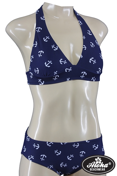 Triangel V-Ausschnitt Bikini Set Matrose Sailor Anker Rockabilly