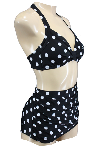 1950s High Waisted Rockabilly Pinup Bikini Black
