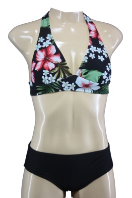 Flowered Vintage Style Triangle Bikini