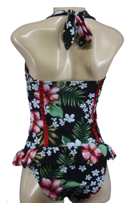 Fifties Vintage Swimsuit with Hibiscus Blossoms