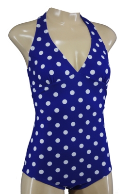 Vintage Badeanzug mit Polka Dots Blau