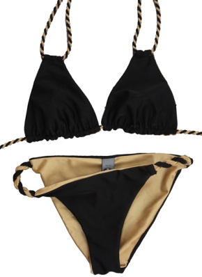 Neckholder Triangel Bikini in Gold Schwarz reversible