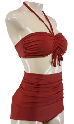 1950s High Waisted Rockabilly PinUp Bikini Red