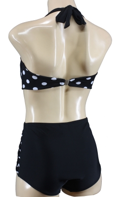 Retro Style Dotted Bikini Set Bow and Buttons 50s 40s