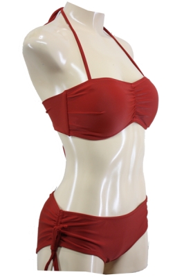 Vintage-Style Bandeau Bikini Red