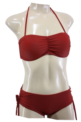 Vintage-Style Bandeau Bikini Red