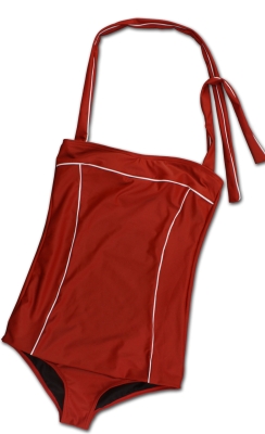 true vintage inspired halter neck bathing suit red