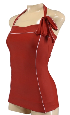 true Vintage Swimsuit halter neck Retro Look red Rot