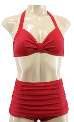 Retro Beachwear halter neck bikini set uni colored 50's