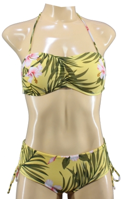 Cup Bandeau Bikini Hawaii Muster geblümt tropical tiki