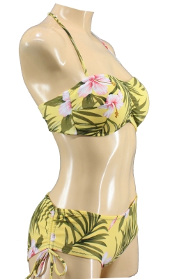 Cup Bandeau Bikini Hawaii pattern floral tropical tiki