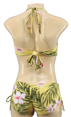 Cup Bandeau Bikini Hawaii pattern floral tropical tiki