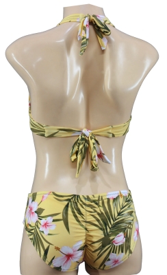 Tropical retro Hawaii Bikini with ruffled pantie flower design