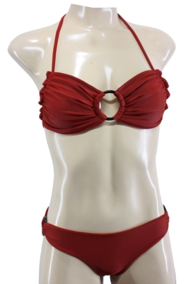 Halterneck Bikini in Red with Ring Decoration