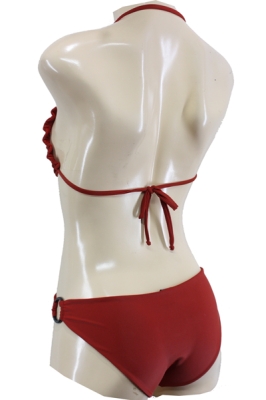 Neckholder Bikini in Rot mit Ringapplikationen