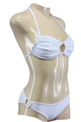 Halterneck Bikini in white with Ring Decoration