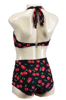 High Waisted Vintage Style Pin Up Kirschen Cherry Bikini