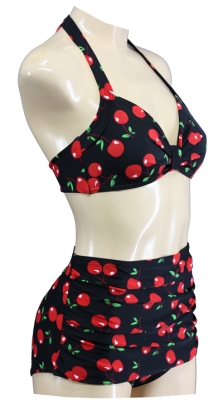 High Waisted Vintage Style Rockabilly Bikini with Cherry Print