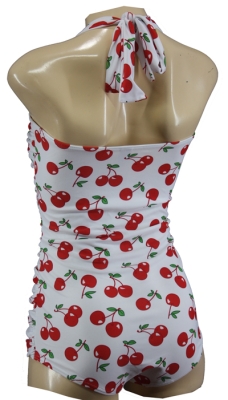 50s Vintage Bombshell Swimsuit with Cherry Allover Print