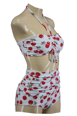 50s Vintage Style Bombshell Bikini with Cherry Print