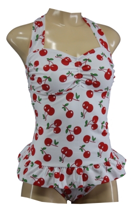 Fifties Rockabilly Vintage Badeanzug Kirschen Cherry