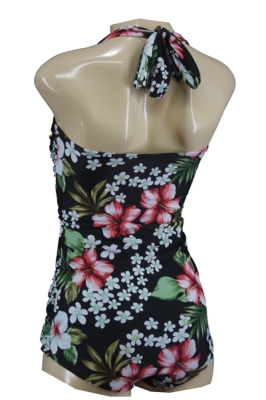 Pin Up Vintage Badeanzug mit Hibiskus Floral Print