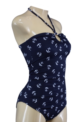 Sailor Bandeau Halter-Neck Swimsuit with Anchors