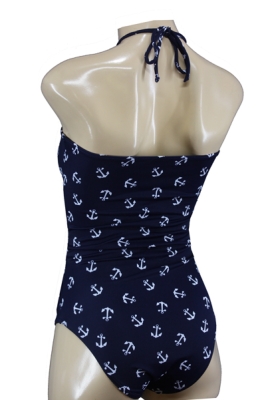 Sailor Bandeau Halter-Neck Swimsuit with Anchors