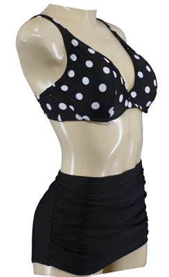 Bombshell Two Piece Underwire Bikini Set with Polka Dots