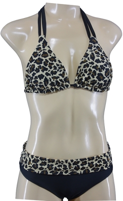 Halter Neck Triangel Bikini Set Leo Look Cheetah